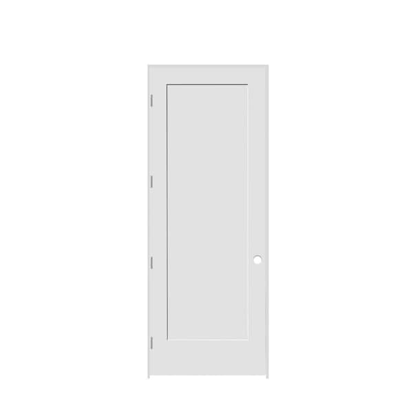 Codel Doors 36" x 96" x 1-3/8" Primed 1-Panel Interior Shaker 7-1/4" RH Prehung Door with Brushed Chrome Hinges 3080pri8401RH26D714 - main